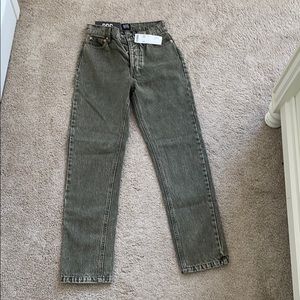Olive Green Slim Straight Jeans